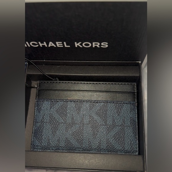 NWT NIB MK Admiral Blue And Black Monogram MK Cardholder And Keychain Strap Set - Picture 4 of 4